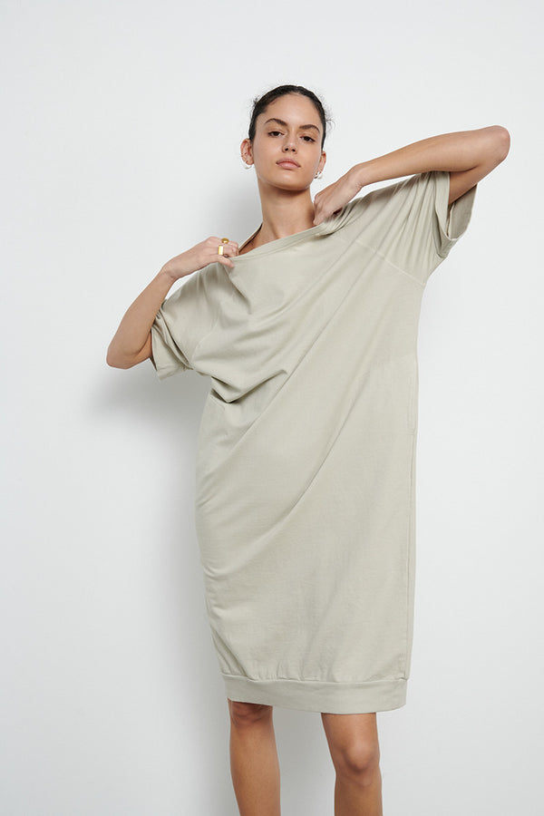 Vestido de felpa de algodón - Sand Grey  - 100% Cotton