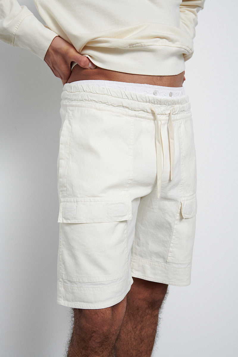 Cotton & linen shorts - Ecru