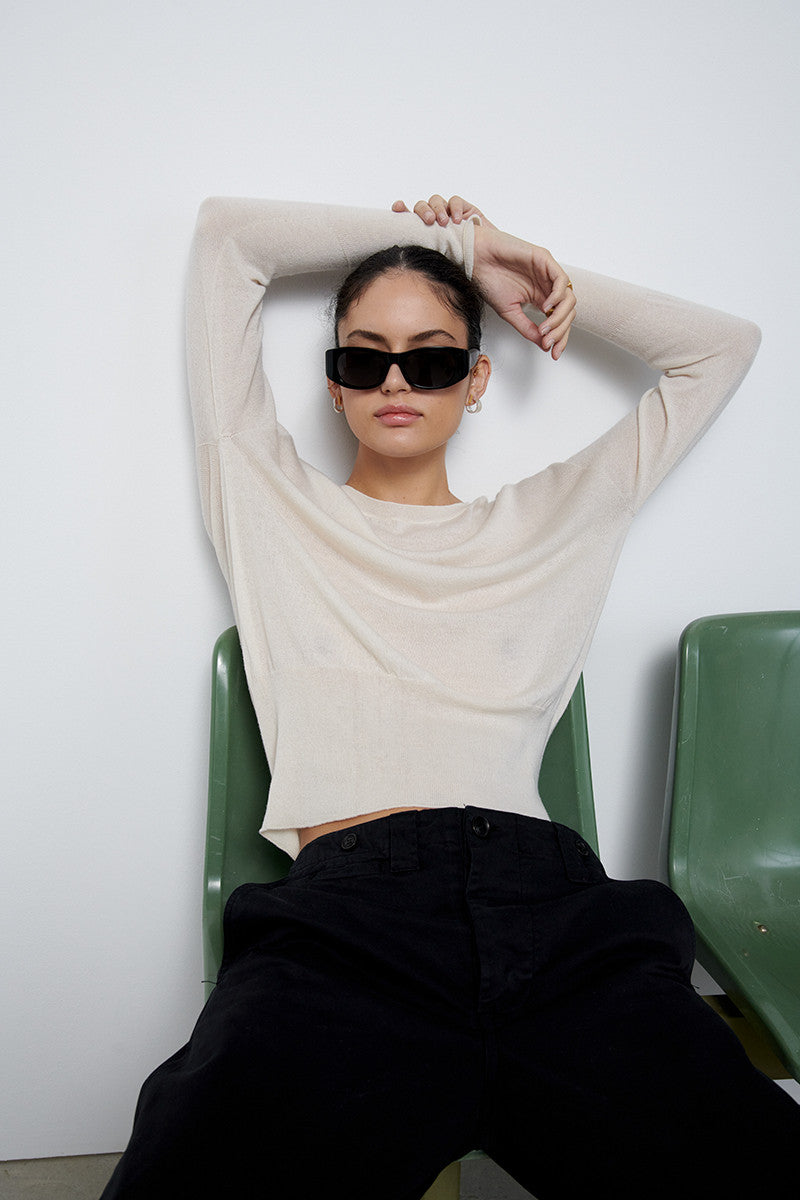 Jersey ultrafino de cashmere - Stone  - 100% Cashmere