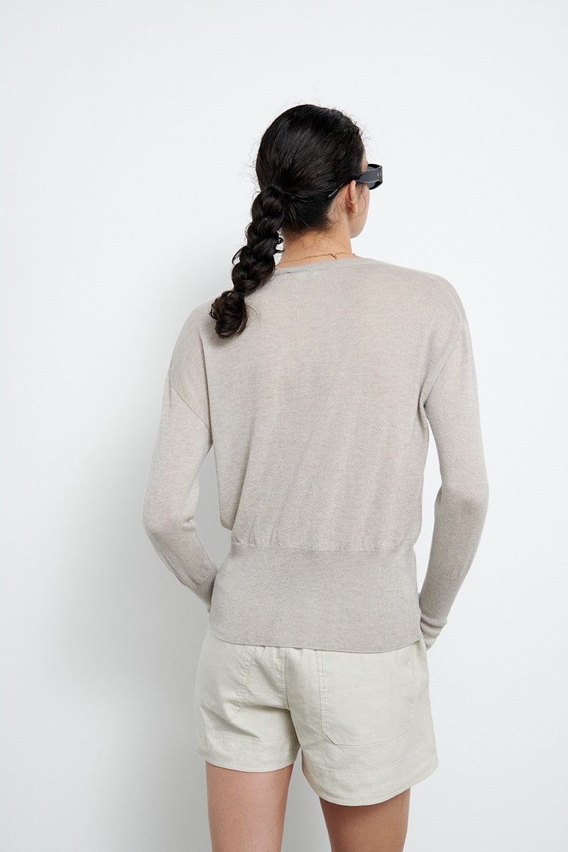 Jersey ultra fino de cashmere - Sand Grey  - 100% Cashmere