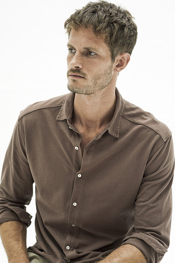 Cotton pique shirt - Deep Blue