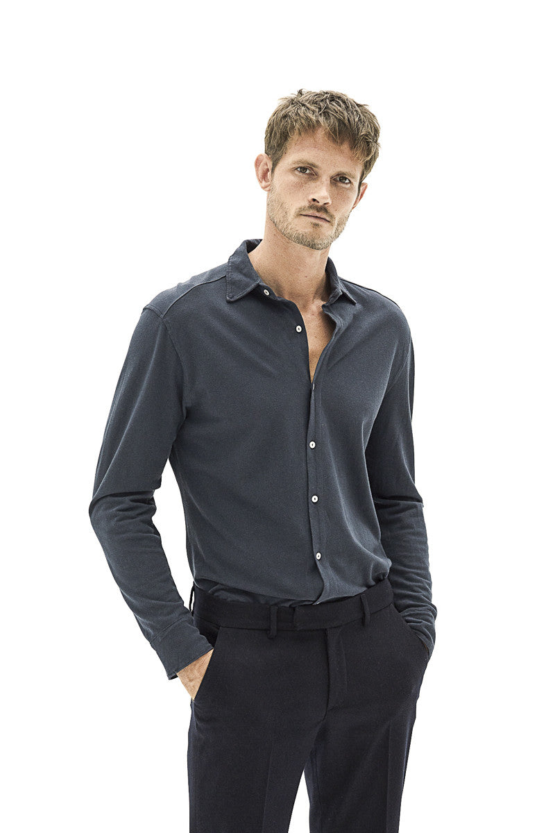 Camisa de piqué de algodón - Deep Blue