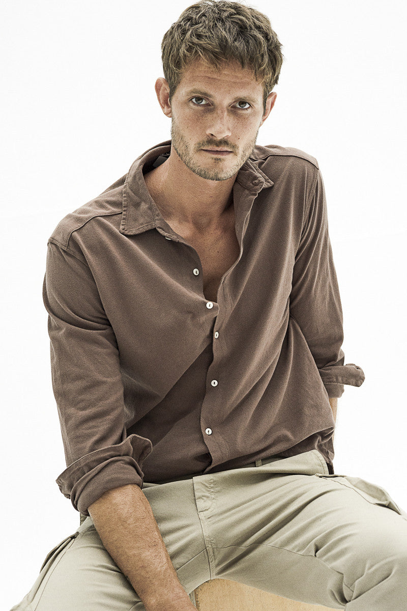 Camisa de piqué de algodón - Sand Grey
