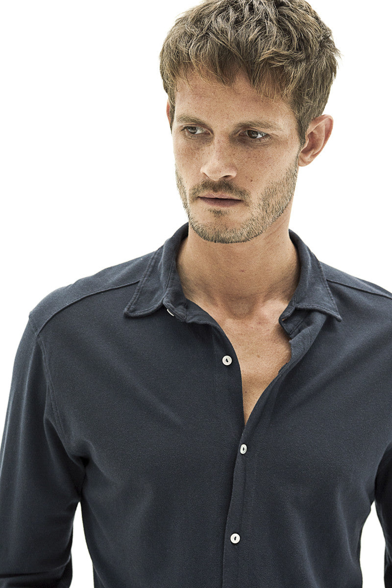 Camisa de piqué de algodón - Sand Grey
