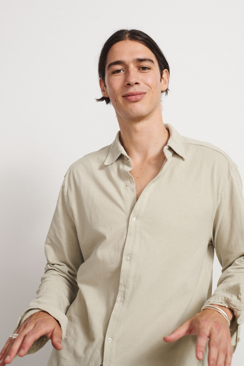 Camisa de piqué de algodón - Sand Grey