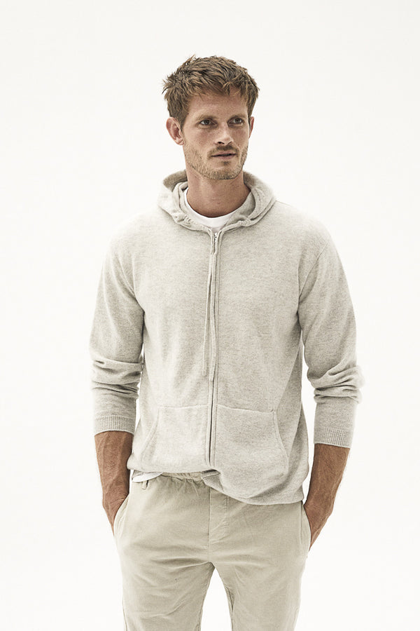 100% Cashmere zipped hoodie - Grey VX