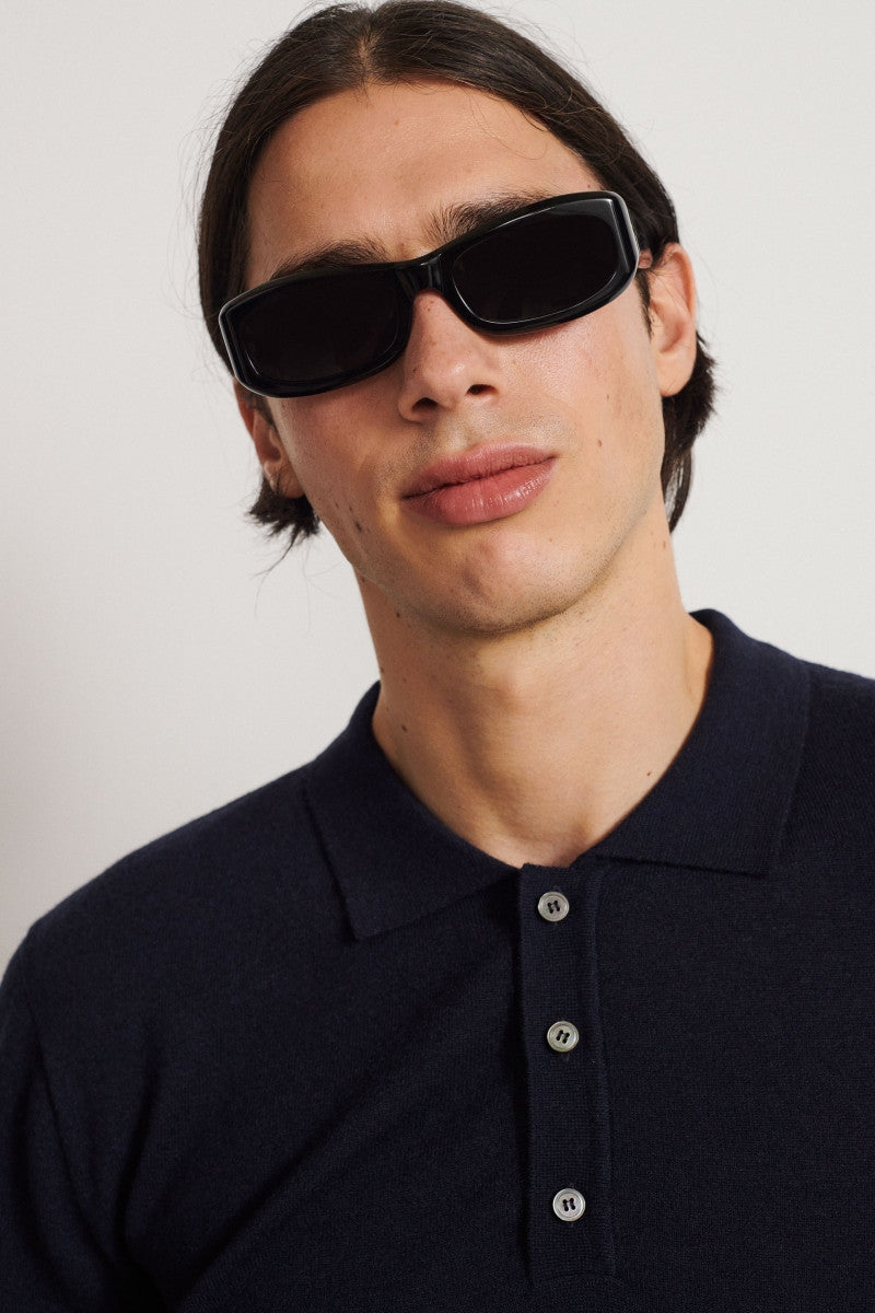 Jersey con cuello y botones tipo polo en cashmere - Sand Grey  - 100% Cashmere 'Loro Piana'