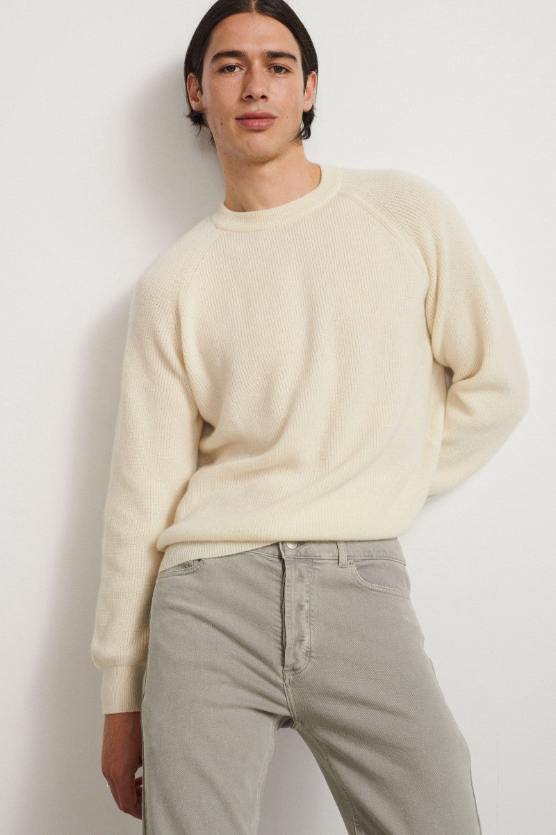 Cashmere knit with raglan sleeves - Soft Ecru