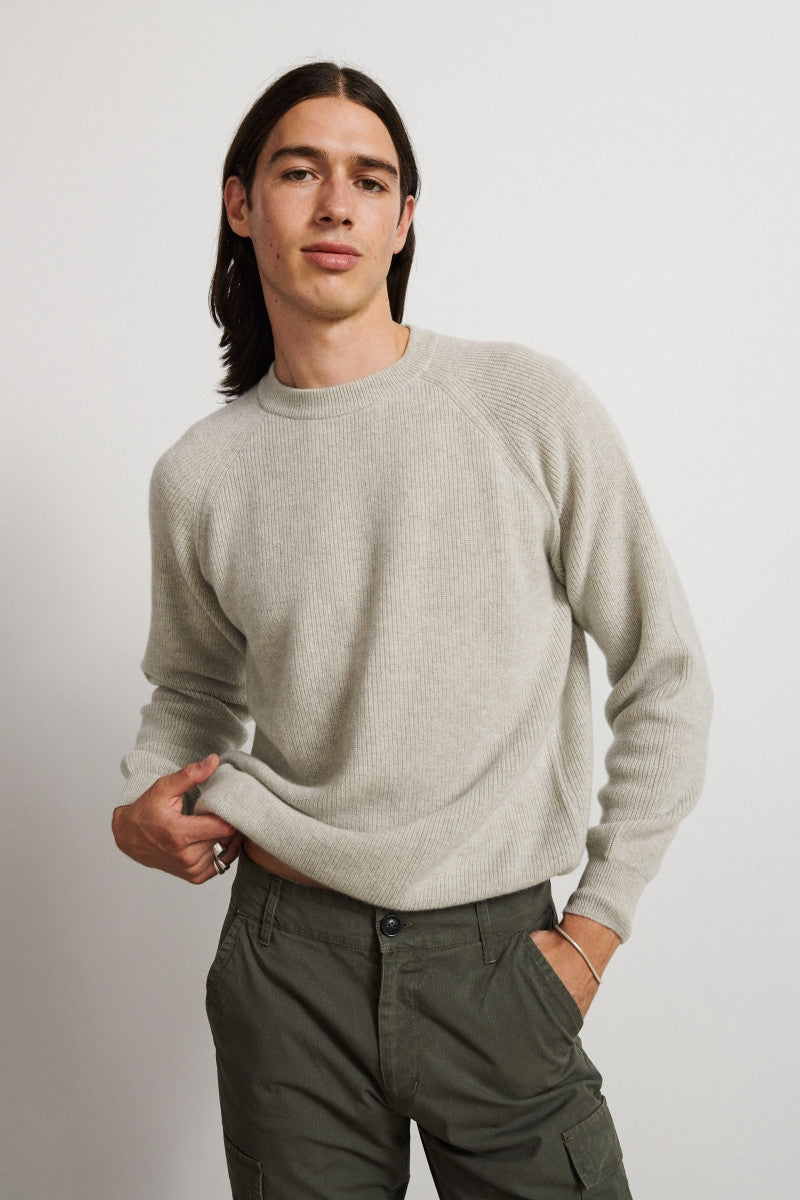 Jersey de cashmere con manga ranglan - Soft Ecru  - 100% Cashmere