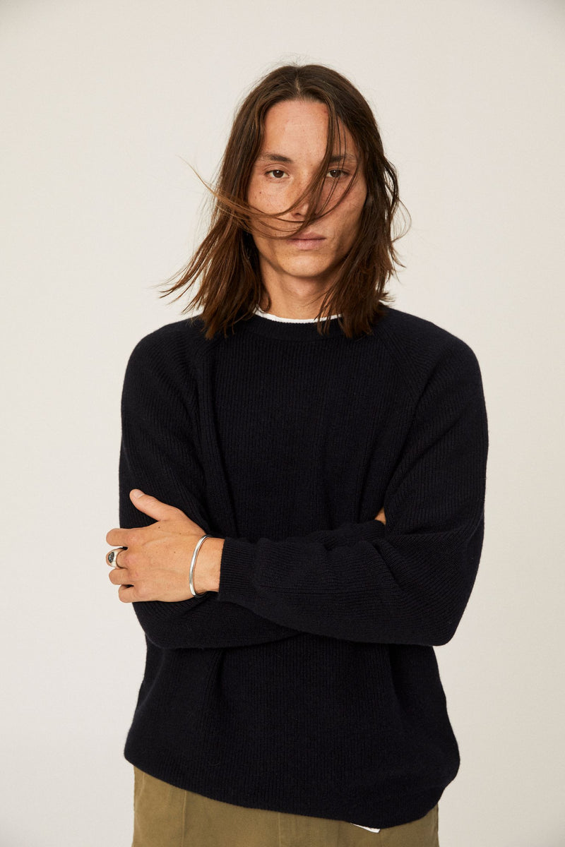 Jersey de cashmere con manga ranglan - Acqua  - 100% Cashmere