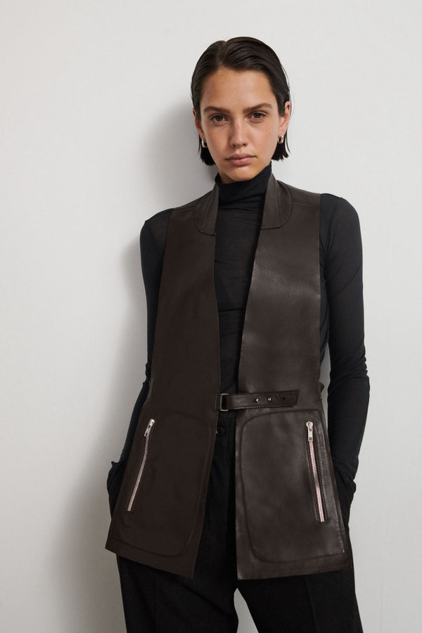 Leather vest - Brown