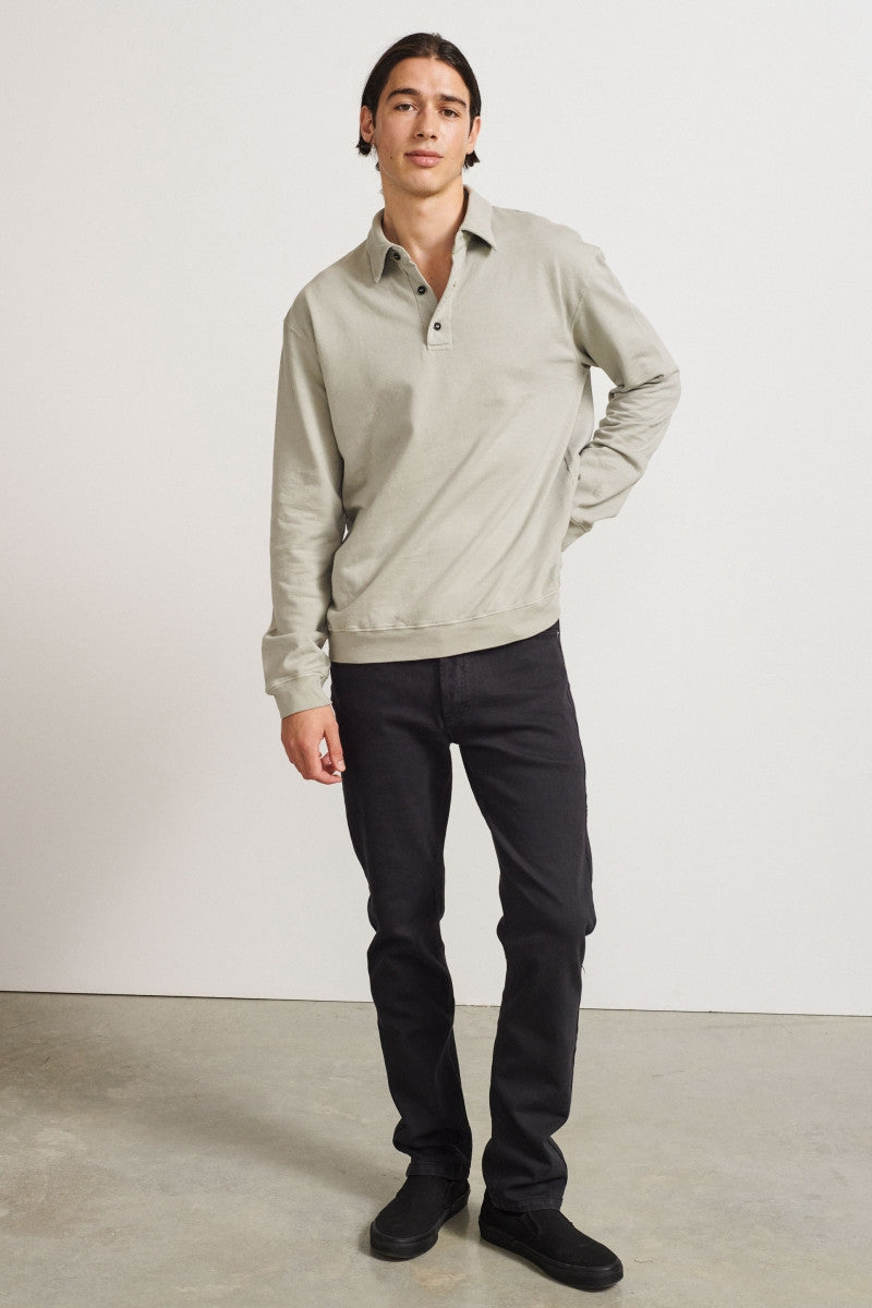 Cotton fleece polo sweatshirt - Grey P