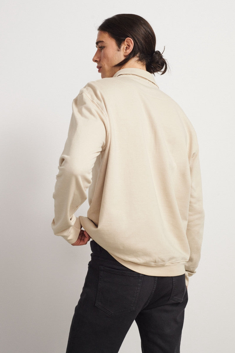 Sudadera de algodón con cuello polo - Deep Blue