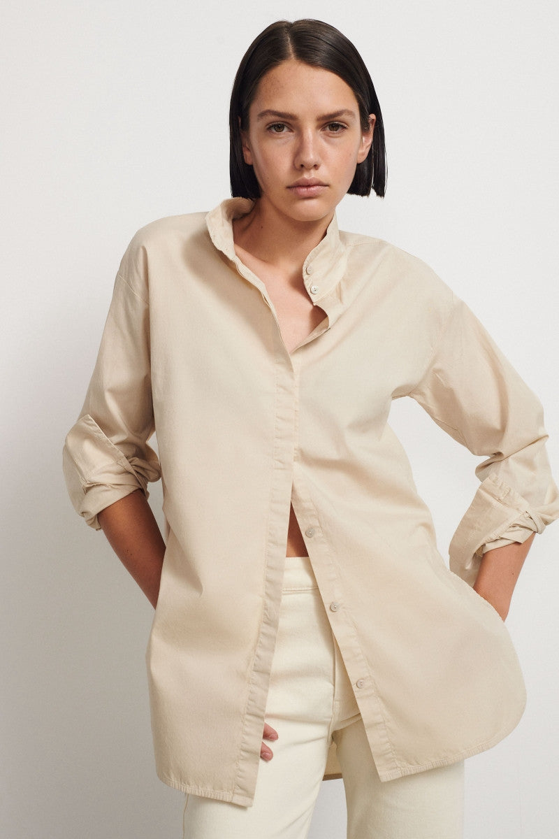 Long shirt in cotton - Stone