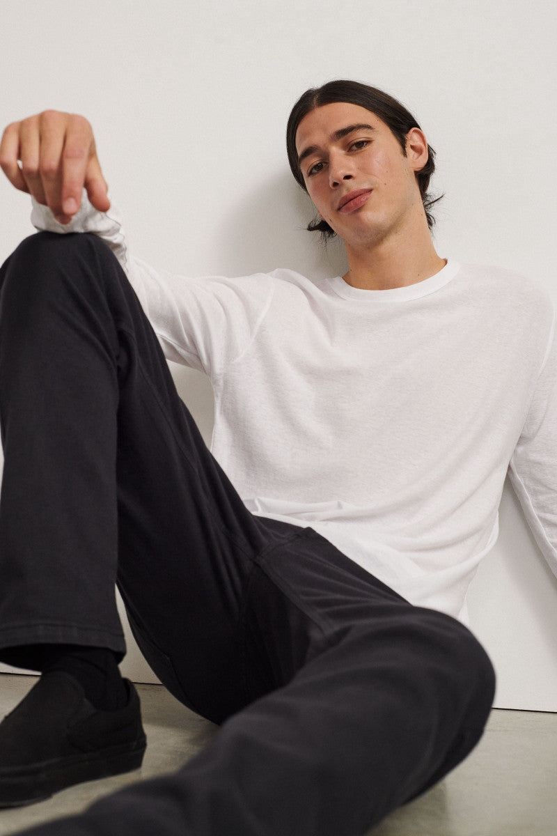 Camiseta de algodón extra fino con manga larga - White