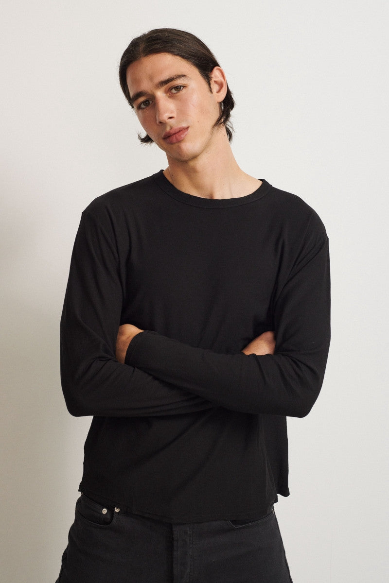 Camiseta de algodón extra fino con manga larga - White