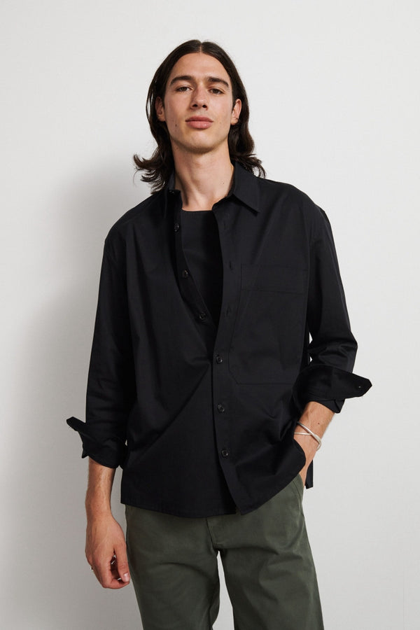 Cotton shirt with front detail - Black