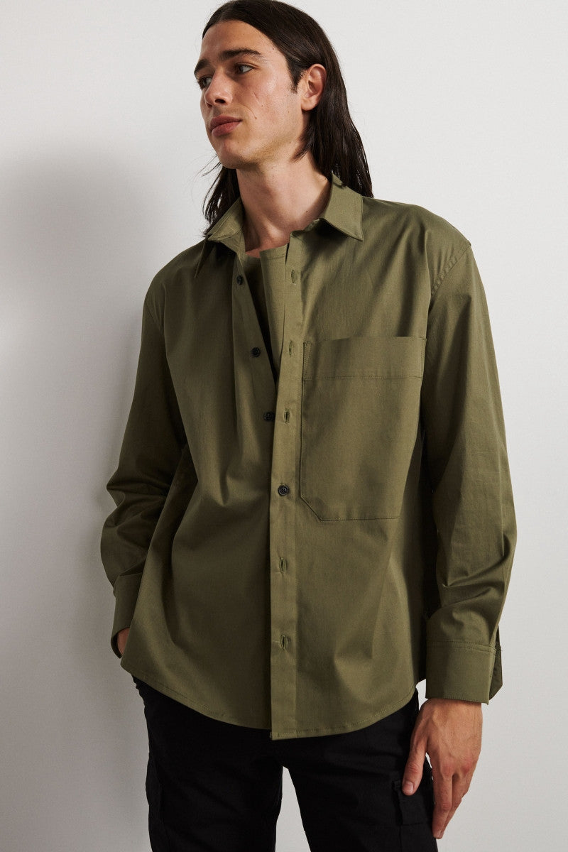 Cotton shirt with front detail - Hunt Green