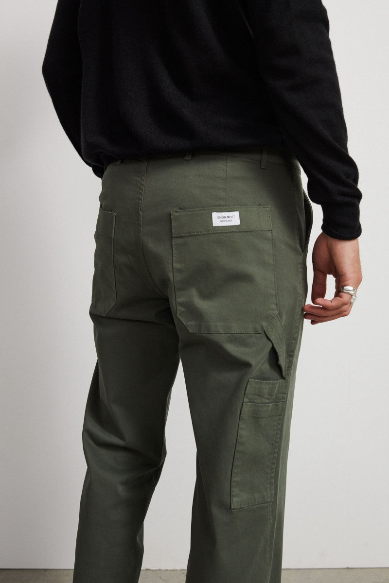 Pantalón worker de algodón - Sage