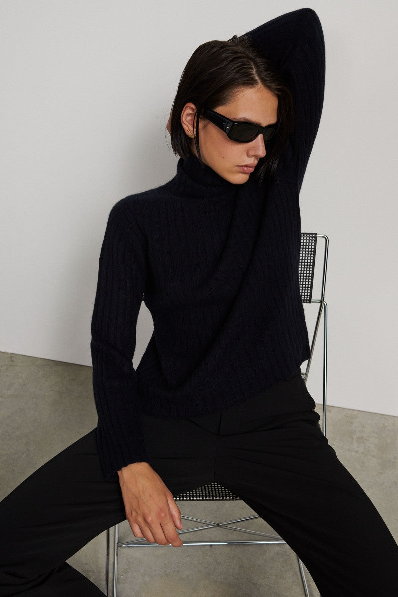 Cuello vuelto de cashmere - Deep Blue