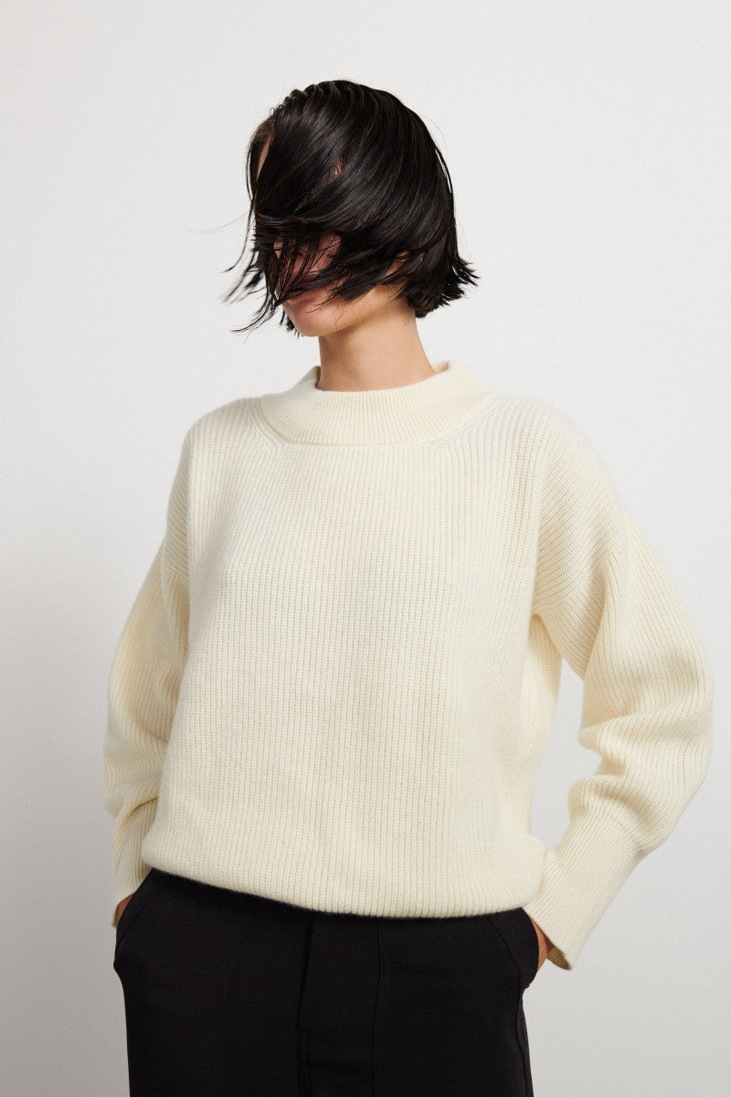 Jersey de cashmere con cuello redondo - Soft Ecru
