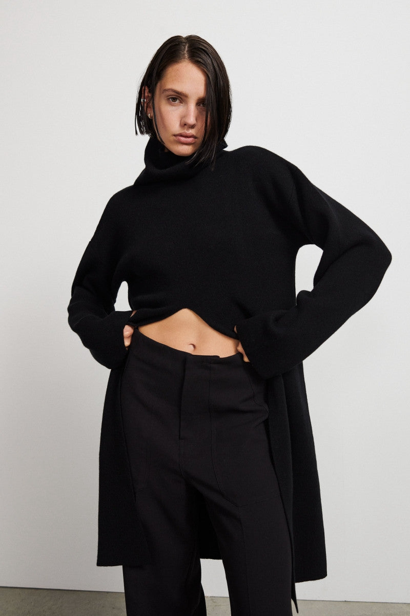 Long cashmere turtleneck with frontal opening - Eclipse
