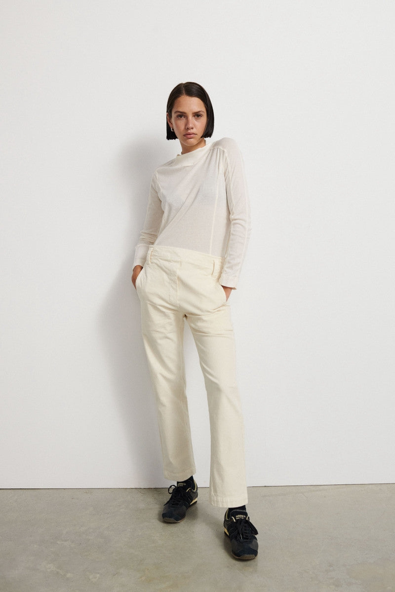 Corduroy semi formal trousers - Ecru