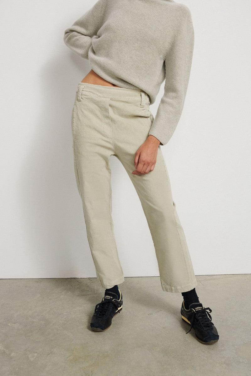 Pantalón de pana con cintura elástica - Sand Grey