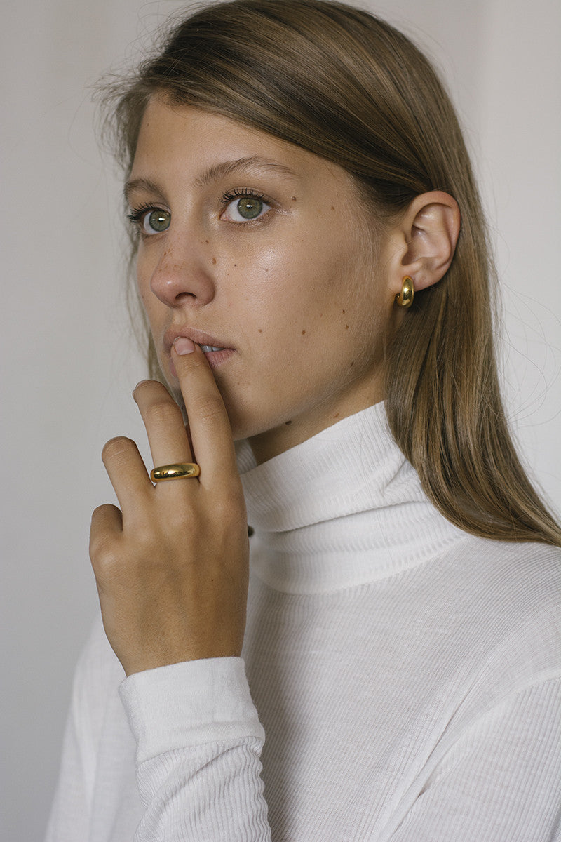 Anillo con diseño circular bañado en oro - Gold  - Chapado en Oro