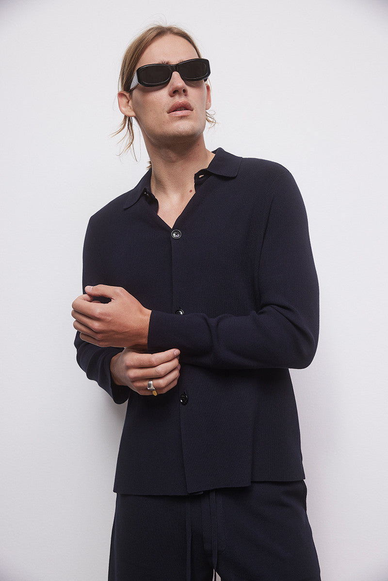 Camisa de punto doble - Deep Blue