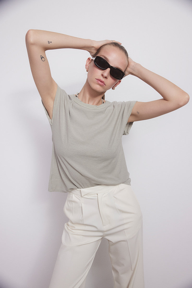 Crepped cotton tshirt - White