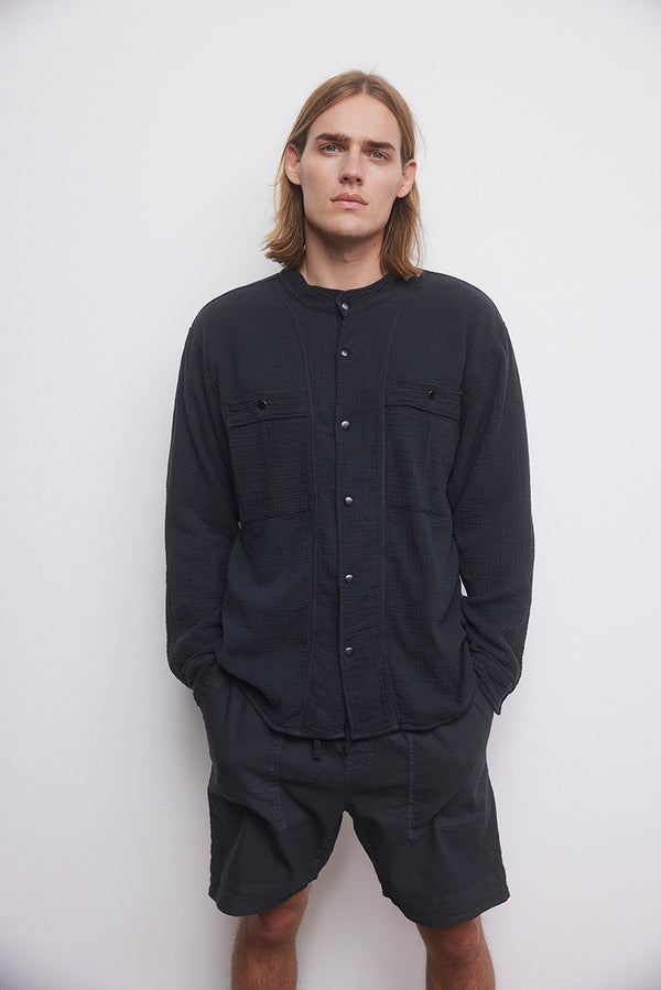 Sobrecamisa con cuello mao - Carbón