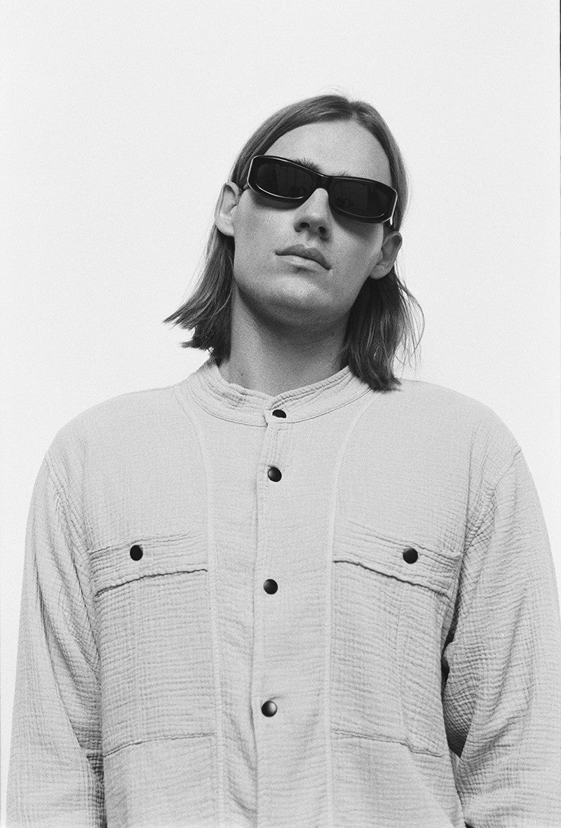 Sobrecamisa con cuello mao - Carbón