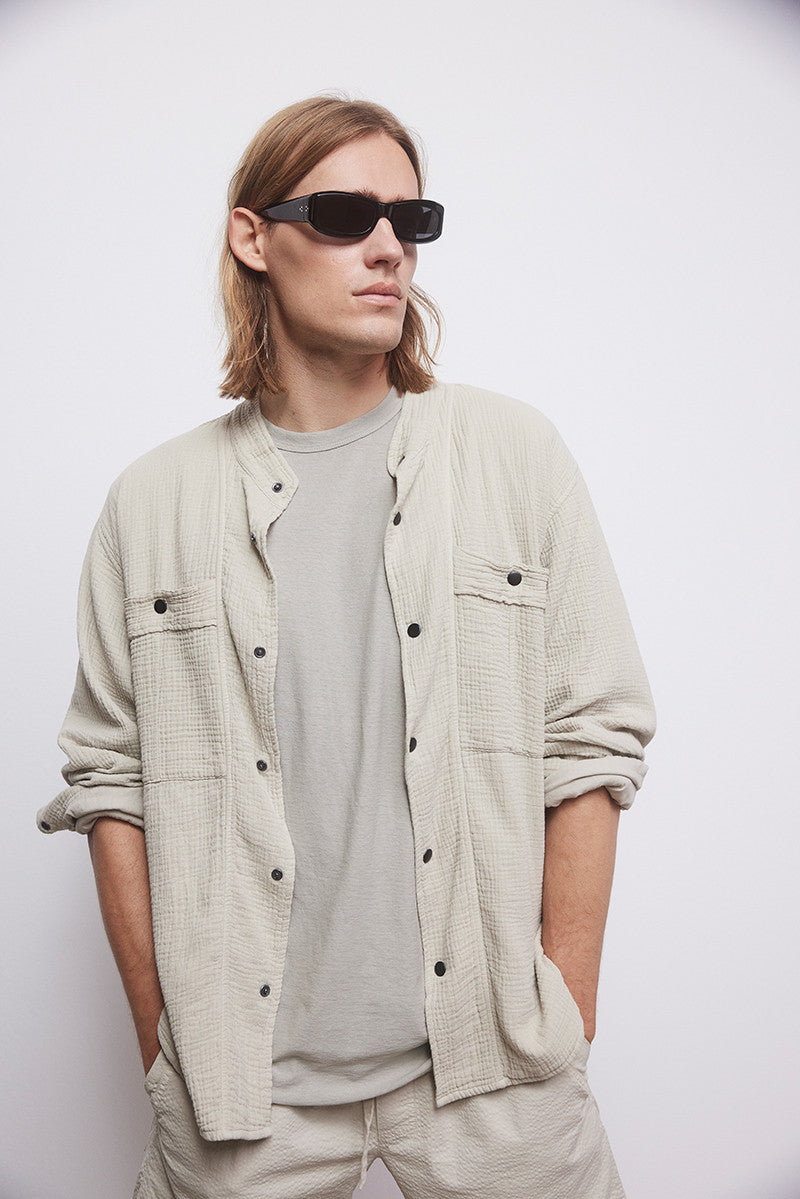 Sobrecamisa con cuello mao - Carbón