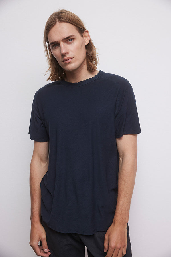 Crepped cotton tshirt - Deep Blue