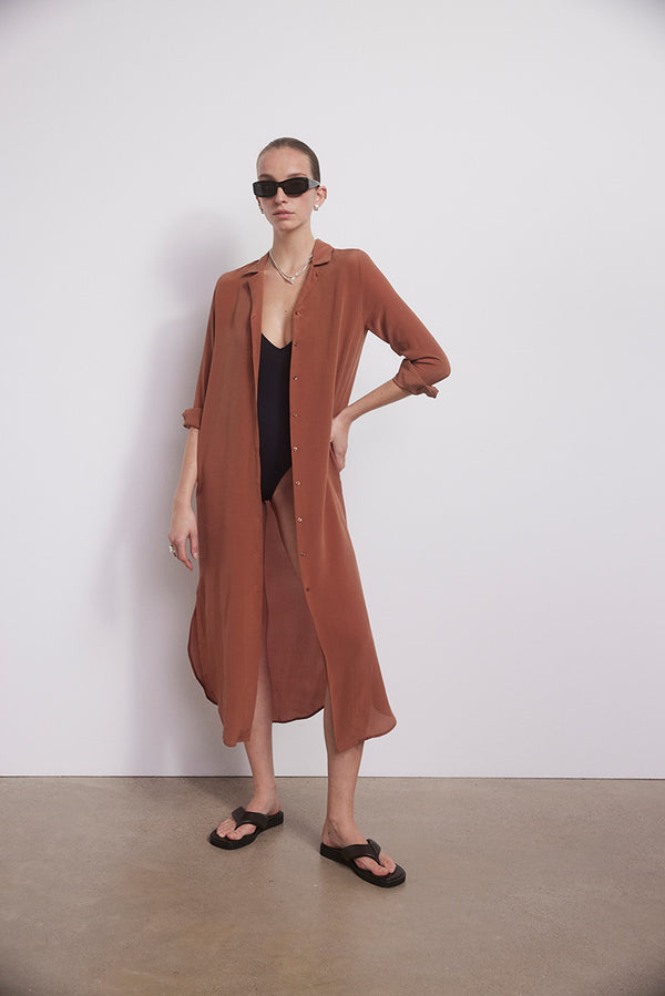 Natural silk dress - Copper