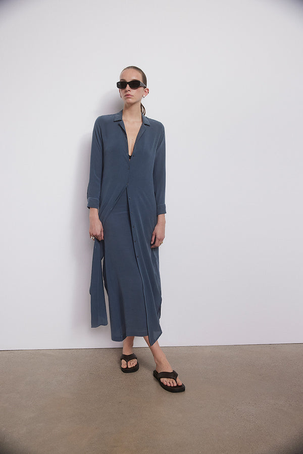 Natural silk dress - Denim