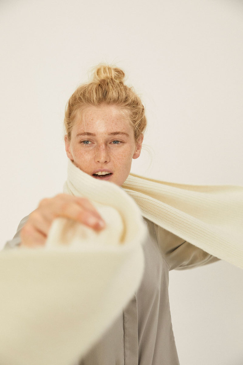 Bufanda de punto de cashmere - Dark Beige  - 100% Cashmere