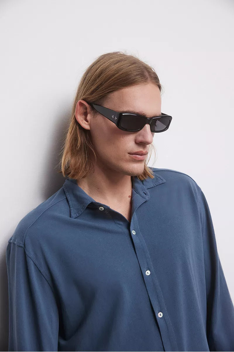 Cotton pique shirt - Deep Blue